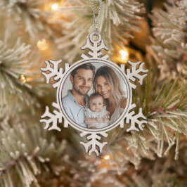 初めてのクリスマスAs Mommy And Daddyフォトカスタムページ スノーフレークピューターオーナメント