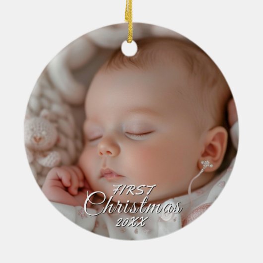 初めてのクリスマスAs Mommy And Daddyフォトカスタムページ セラミックオーナメント (裏面)