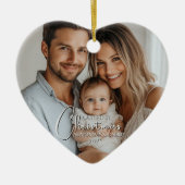 初めてのクリスマスAs Mommy And Daddyフォトカスタムページ セラミックオーナメント (正面)
