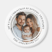 初めてのクリスマスAs Mommy And Daddyフォトカスタムページ マグネット (正面)