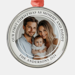 初めてのクリスマスAs Mommy And Daddyフォトカスタムページ メタルオーナメント