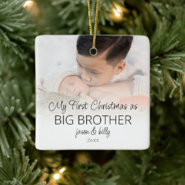 初めてのクリスマスBig Brotherフォトオーバーレイ名 セラミックオーナメント