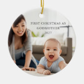 初めてのクリスマスGodmotherの写真とパーソナライズされたなる セラミックオーナメント (正面)