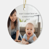 初めてのクリスマスGodmotherの写真とパーソナライズされたなる セラミックオーナメント (左)