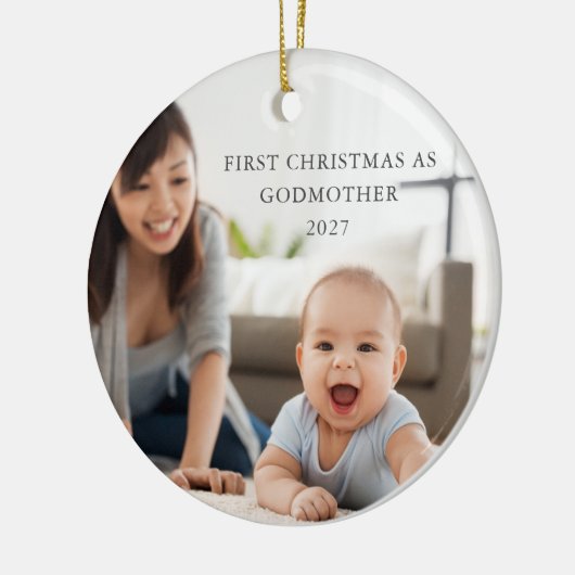 初めてのクリスマスGodmotherの写真とパーソナライズされたなる セラミックオーナメント (左)