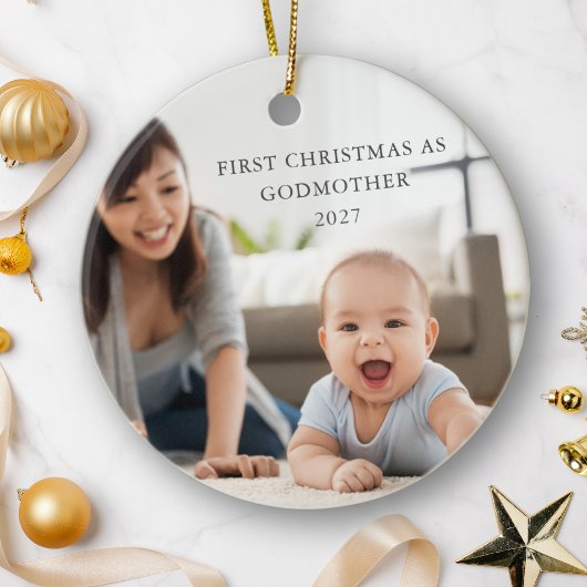 初めてのクリスマスGodmotherの写真とパーソナライズされたなる セラミックオーナメント