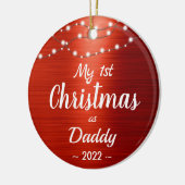 初めてのクリスマスMommy String Lights Name Photo セラミックオーナメント (左)