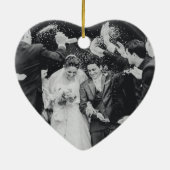 初めてのクリスマスMr & Mrsスクリプトフローラ写真 セラミックオーナメント (裏面)