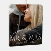 初めてのクリスマスMr.Mrs.カップル写真 セラミックオーナメント (右)