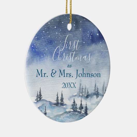 初めてのクリスマスMr. & Mrs. |年結婚した セラミックオーナメント (右)