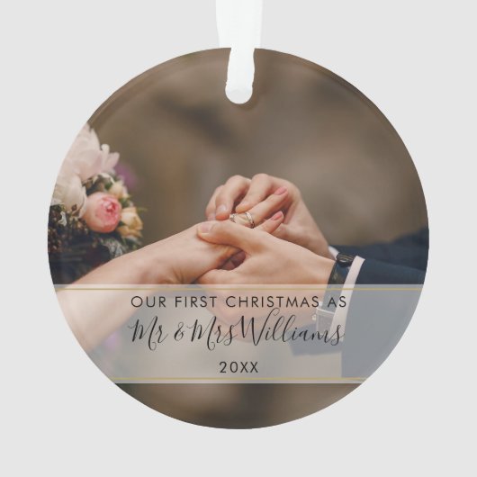 初めてのクリスマスMr. & Mrs. 2写真 オーナメント (裏面)