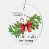 初めてのクリスマスMr. & Mrs. Candy Caveeフローラ写真 セラミックオーナメント (左)