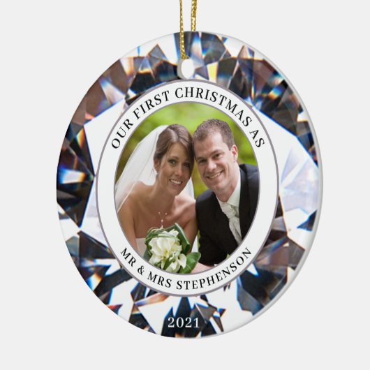 初めてのクリスマスMR MRS Diamondエレガント 2写真 セラミックオーナメント (左)