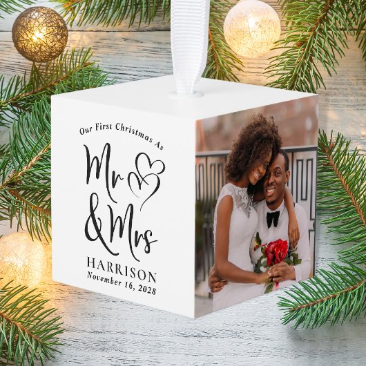 初めてのクリスマスMr. Mrs. Newlyweds 3写真 キューブオーナメント
