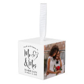 初めてのクリスマスMr. Mrs. Newlyweds 3写真 キューブオーナメント (正面アングル)