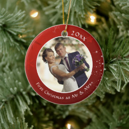 初めてのクリスマスMR & MRS Red Snowflake 2写真 セラミックオーナメント