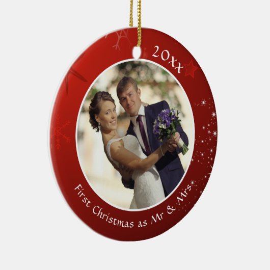 初めてのクリスマスMR & MRS Red Snowflake 2写真 セラミックオーナメント (右)