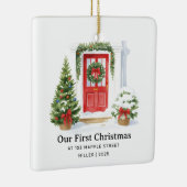 初めてのクリスマスNew Address - Red Door セラミックオーナメント (右)