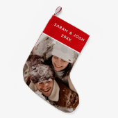 初めてのクリスマスNewlyweds写真と名前シンプル スモールクリスマスストッキング (正面 (吊り時))