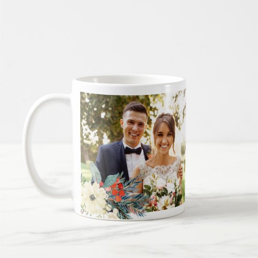 初めてのクリスマスnewlyweds結婚の写真名 コーヒーマグカップ (左)