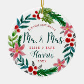 初めてのクリスマスnewlyweds セラミックオーナメント (正面)