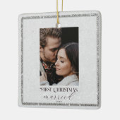 初めてのクリスマスRhinestonesフレームカップル写真 セラミックオーナメント (左)