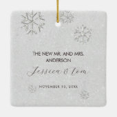 初めてのクリスマスRhinestonesフレームカップル写真 セラミックオーナメント (裏面)