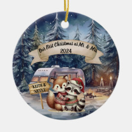 初めてのクリスマスRVカップル新婚オーナメント セラミックオーナメント