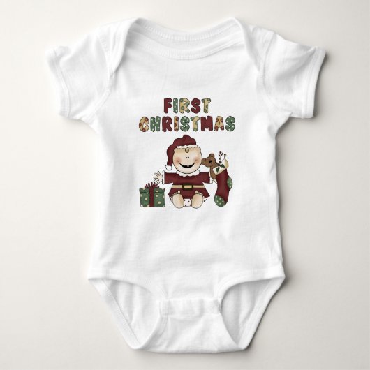 初めてのクリスマスTシャツとギフト ベビーボディスーツ (正面)