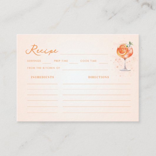 初めてのスプリッツで恋に落ちて レシピをシェアしよう! ブライズシャワー エンクロージャーカード (正面)