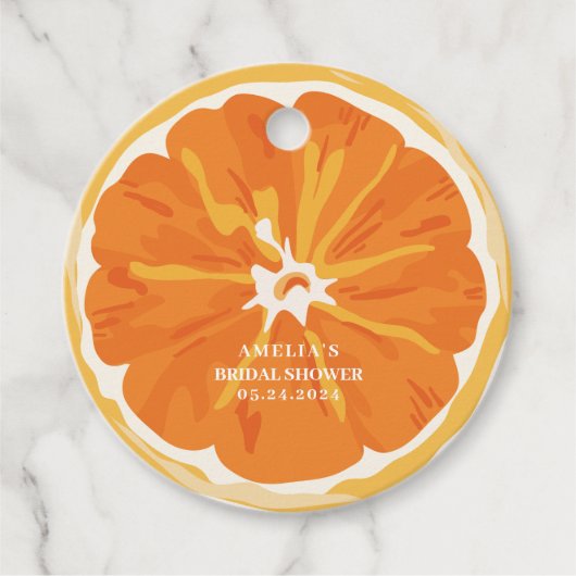 初めてのスプリッツで恋に落ちる夏の ブライダルシャワー フェイバータグ (正面)