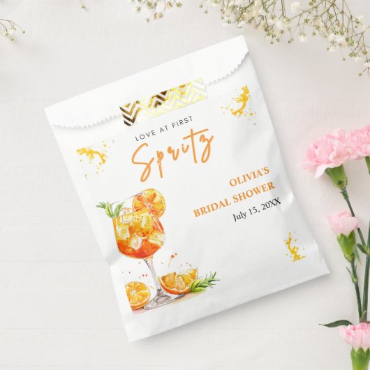 初めてのスプリッツで恋に落ちる オレンジカクテル ブライダルシャワー フェイバーバッグ (封をした状態)