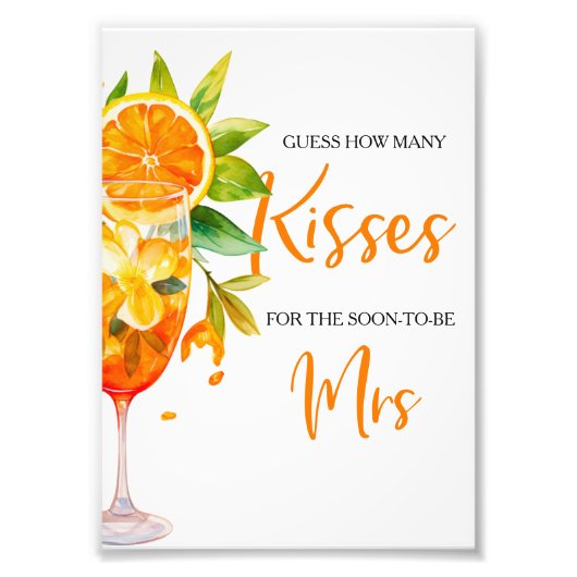 初めてのスプリッツで恋に落ちる オレンジ フラワーブライダルシャワー フォトプリント            (正面)