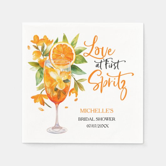 初めてのスプリッツで恋に落ちる サマーカクテル ブライダルシャワー スタンダードカクテルナプキン (正面)