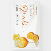 初めてのスプリッツで恋に落ちる ブライダルシャワーウェルカムカスタム 横断幕 (縦)