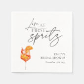 初めてのスプリッツで恋に落ちる ブライダルシャワー スタンダードカクテルナプキン (正面)