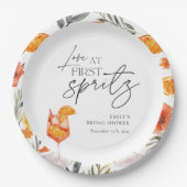 初めてのスプリッツで恋に落ちる ブライダルシャワー ペーパープレート (正面)