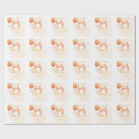 初めてのスプリッツで恋に落ちる 現代のオレンジ色の結婚前お披露目パーティー ラッピングペーパー (フラット)