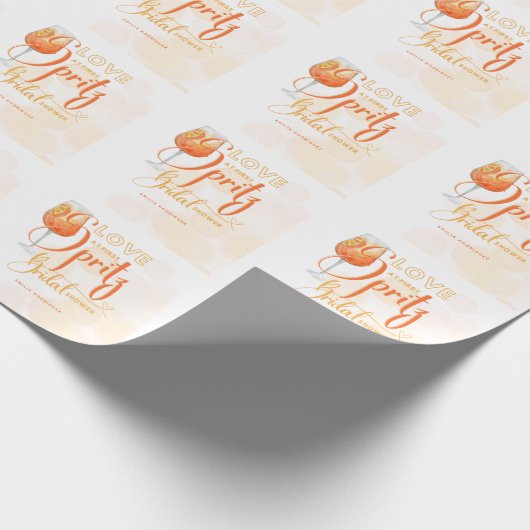 初めてのスプリッツで恋に落ちる 現代のオレンジ色の結婚前お披露目パーティー ラッピングペーパー (角)