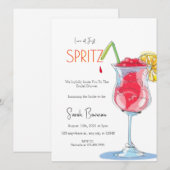 初めてのスプリッツで感じるミニマルなエレガントな愛のブライダルシャワー 招待状 (正面/裏面)