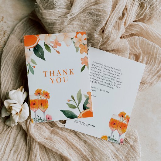 初めてのスプリッツに恋して 現代のブライズシャワー サンキューカード