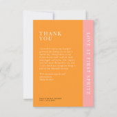 初めてのスプリッツに恋をした 現代のブライズシャワー サンキューカード (正面)