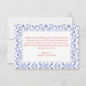 初めてのスプリッツオレンジのウェディングシャワーで恋に落ちる サンキューカード (裏面)