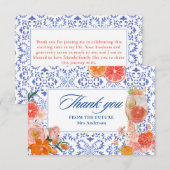 初めてのスプリッツオレンジのウェディングシャワーで恋に落ちる サンキューカード (正面/裏面)