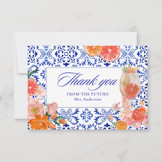 初めてのスプリッツオレンジのウェディングシャワーパーティ サンキューカード (正面)