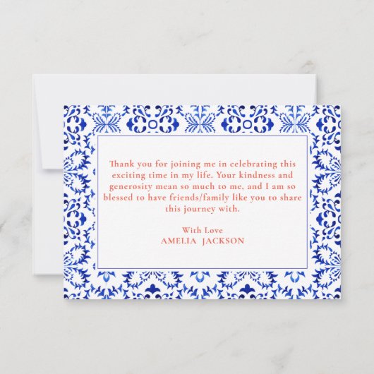 初めてのスプリッツオレンジのウェディングシャワーパーティ サンキューカード (裏面)