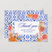 初めてのスプリッツオレンジのウェディングシャワーパーティ サンキューカード (正面/裏面)