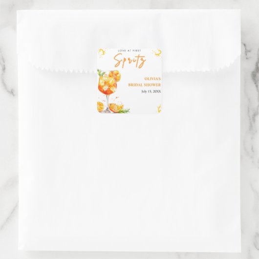 初めてのスプリッツカクテルオレンジ ブライダルシャワー スクエアシール (バッグ)