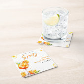 初めてのスプリッツカクテル オレンジ ブライダルシャワー スクエアペーパーコースター (インサイチュ)