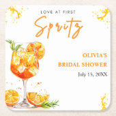 初めてのスプリッツカクテル オレンジ ブライダルシャワー スクエアペーパーコースター (正面)